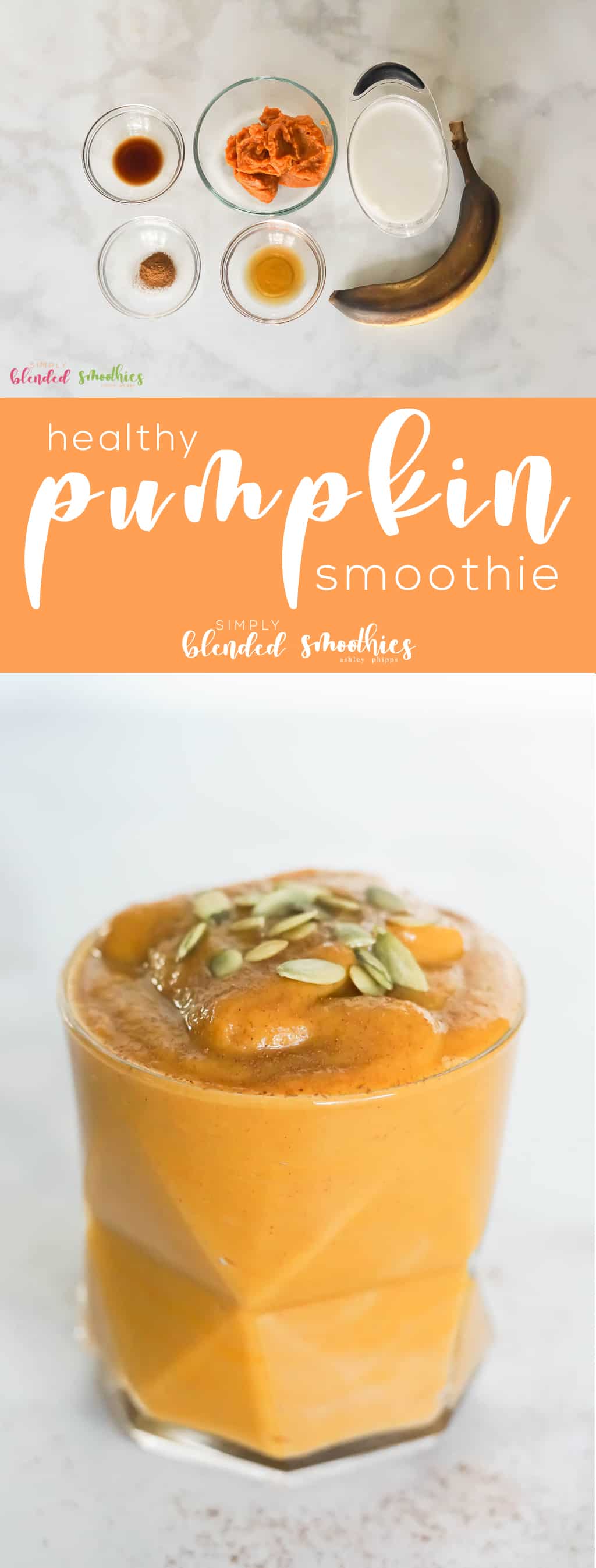 This Healthy Pumpkin Smoothie Recipe Is Made With Pumpkin, Honey, Vanilla, Spice And A Banana And Will Make All Your Pumpkin Spice Dreams Come True!