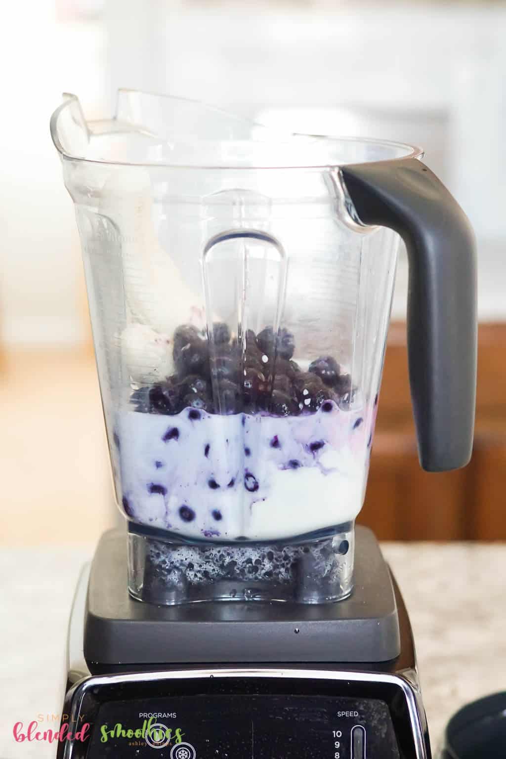Blueberry Banana Smoothie Ingredients In Blender Ready To Make A Smoothie