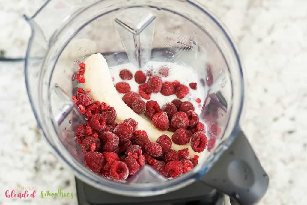 Raspberry Smoothie Ingredients In A Blender