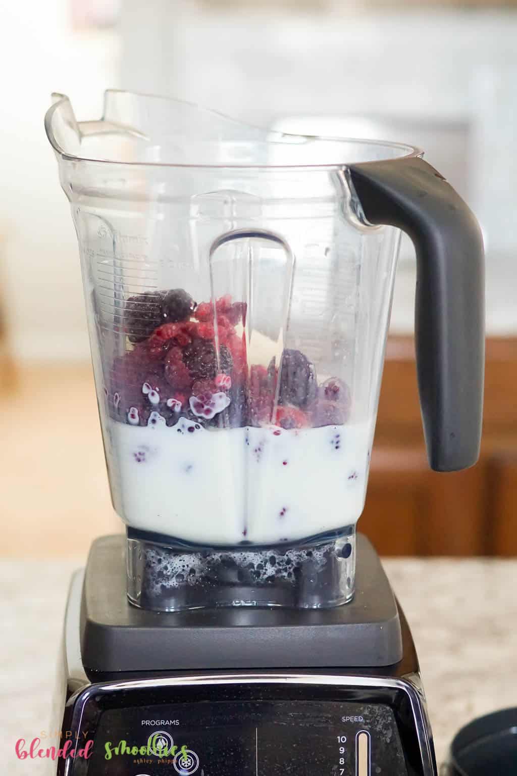 Smoothie Ingredients In A Blender Vertical Photo