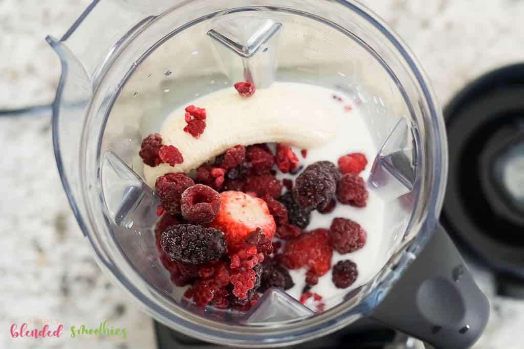 Healthy Smoothie Ingredients In A Blender Photo From The Top Down