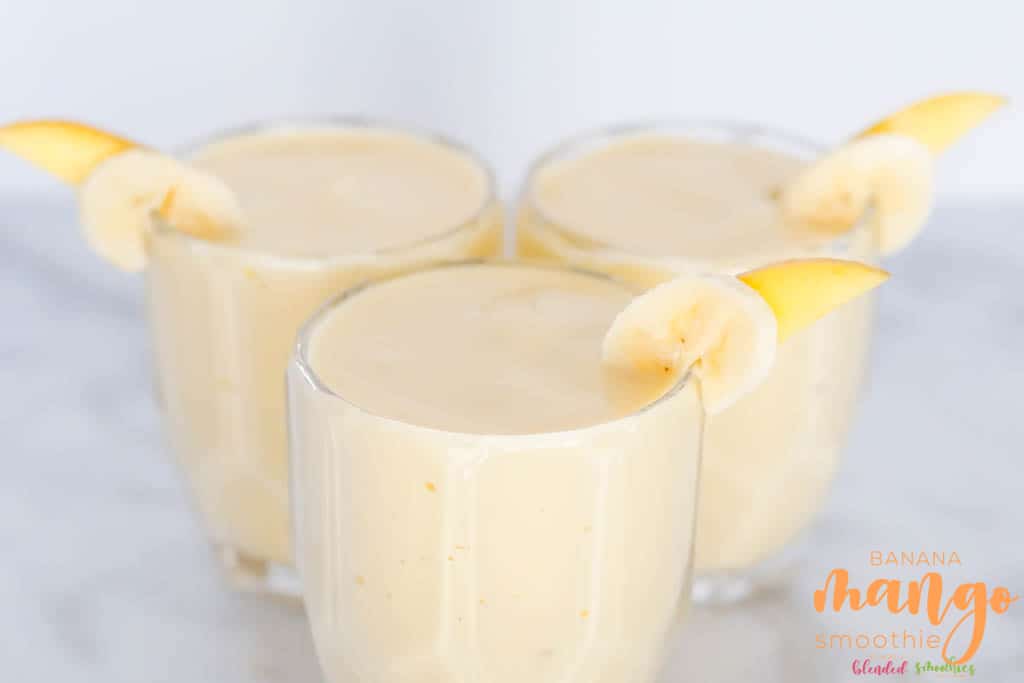 Mango Banana Smoothie Horizontal Photo With Banana And Mango Slices