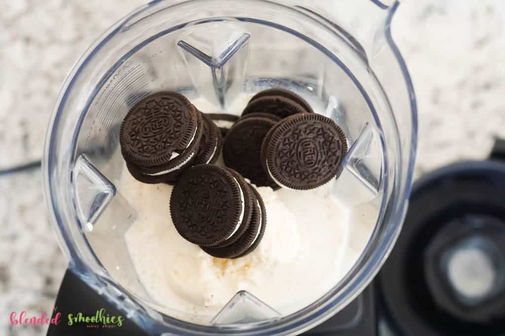 Ice Cream And Oreos And Milk In A Blender