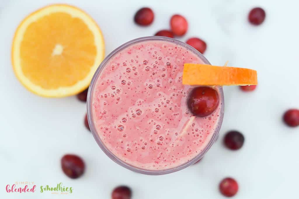 Cranberry Orange Smoothie Photo From The Top Down With Cranberry And Orange Garnish