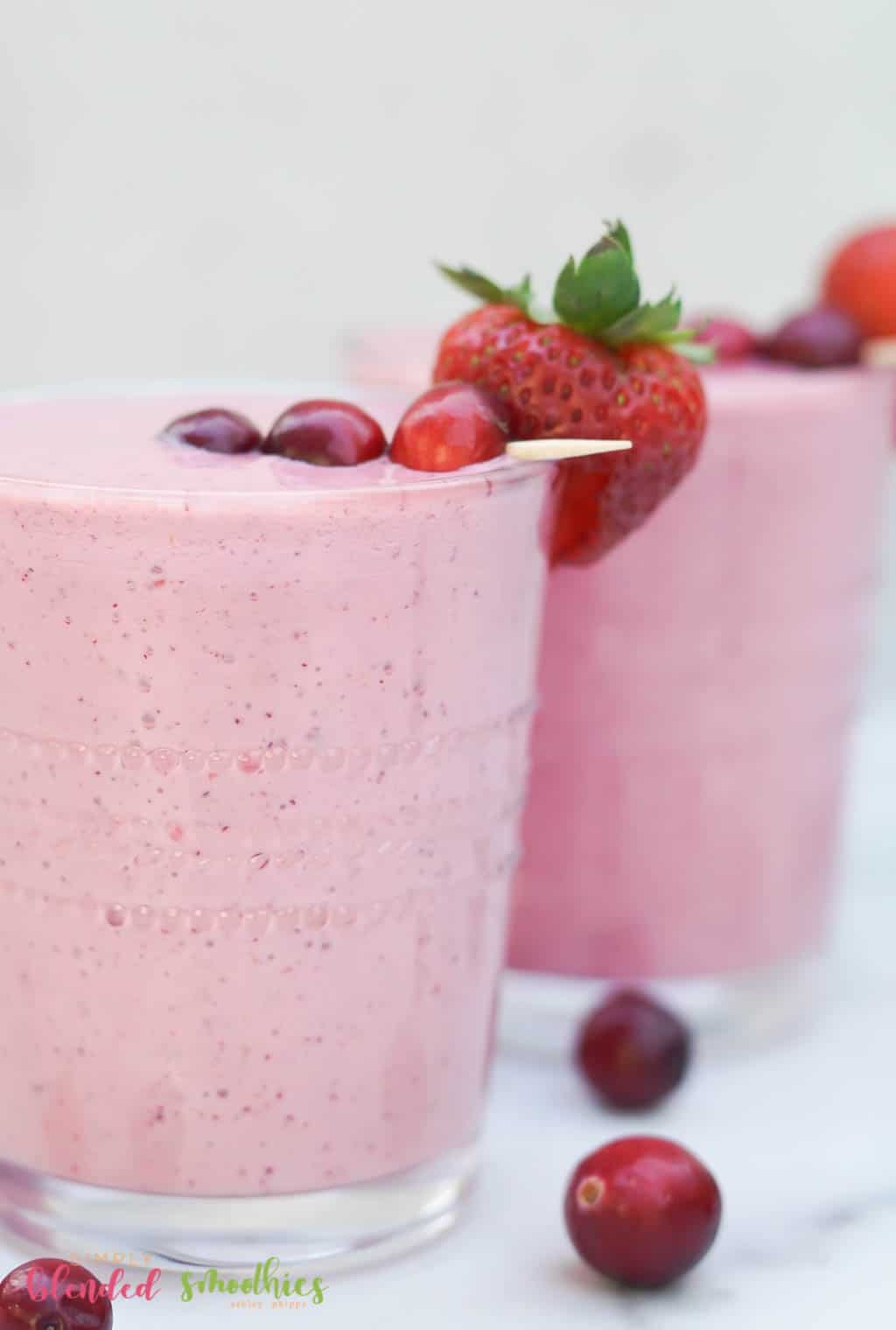 Close Up Image Of Cranberry Truffle Smoothies