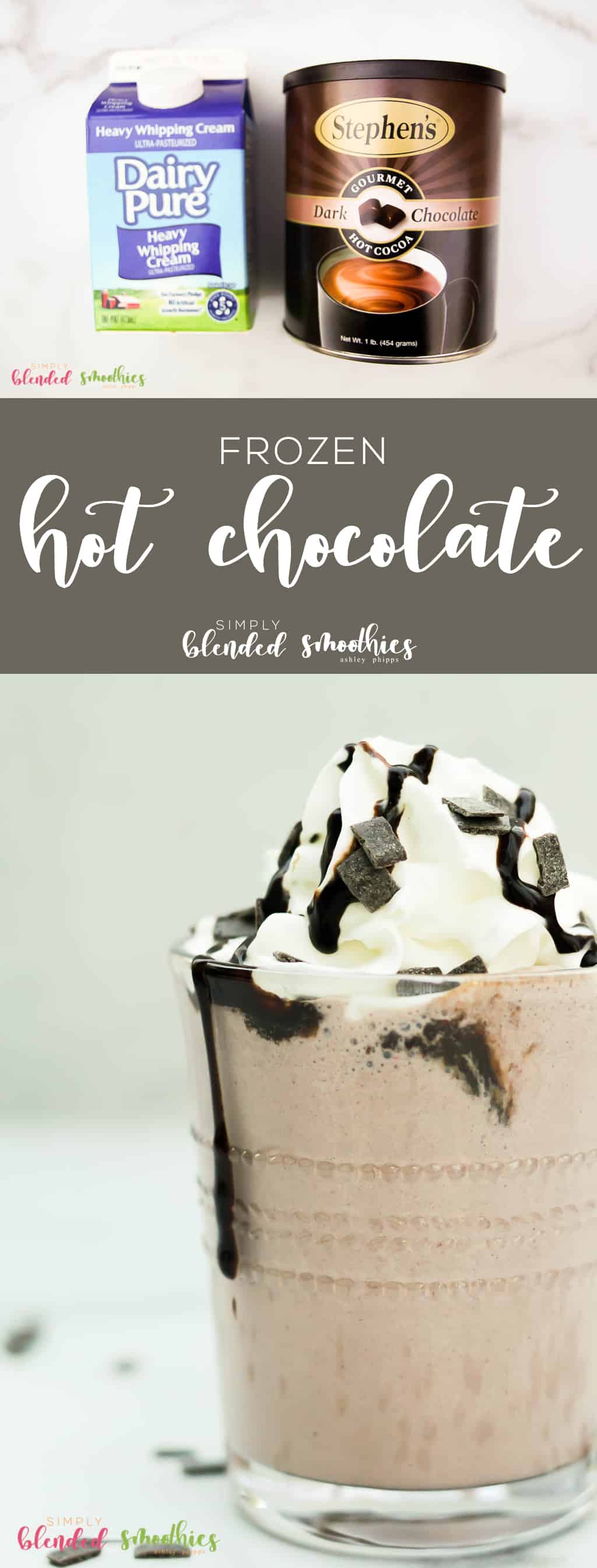 This Easy Frozen Hot Chocolate Recipe Is So Delicious And Easy To Make. It Is Rich, Creamy And Only Requires 3-Ingredients To Make!