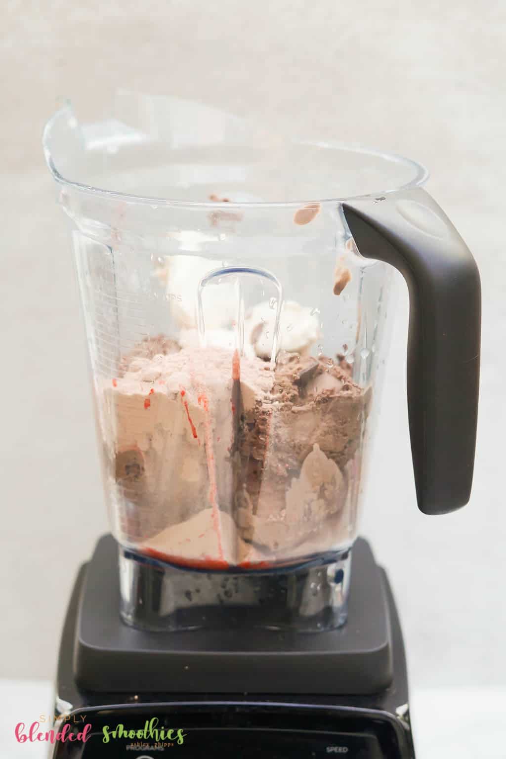 Ingredients For A Red Velvet Milkshake In A Blender