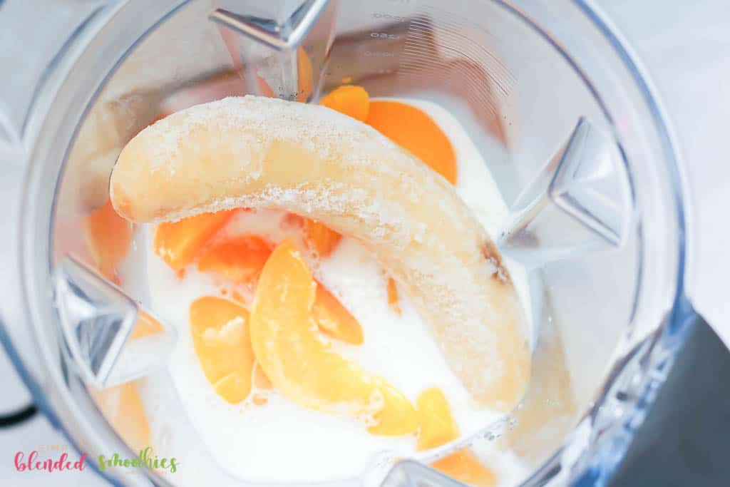 Smoothie Ingredients In A Blender Photo From The Top Into The Blender